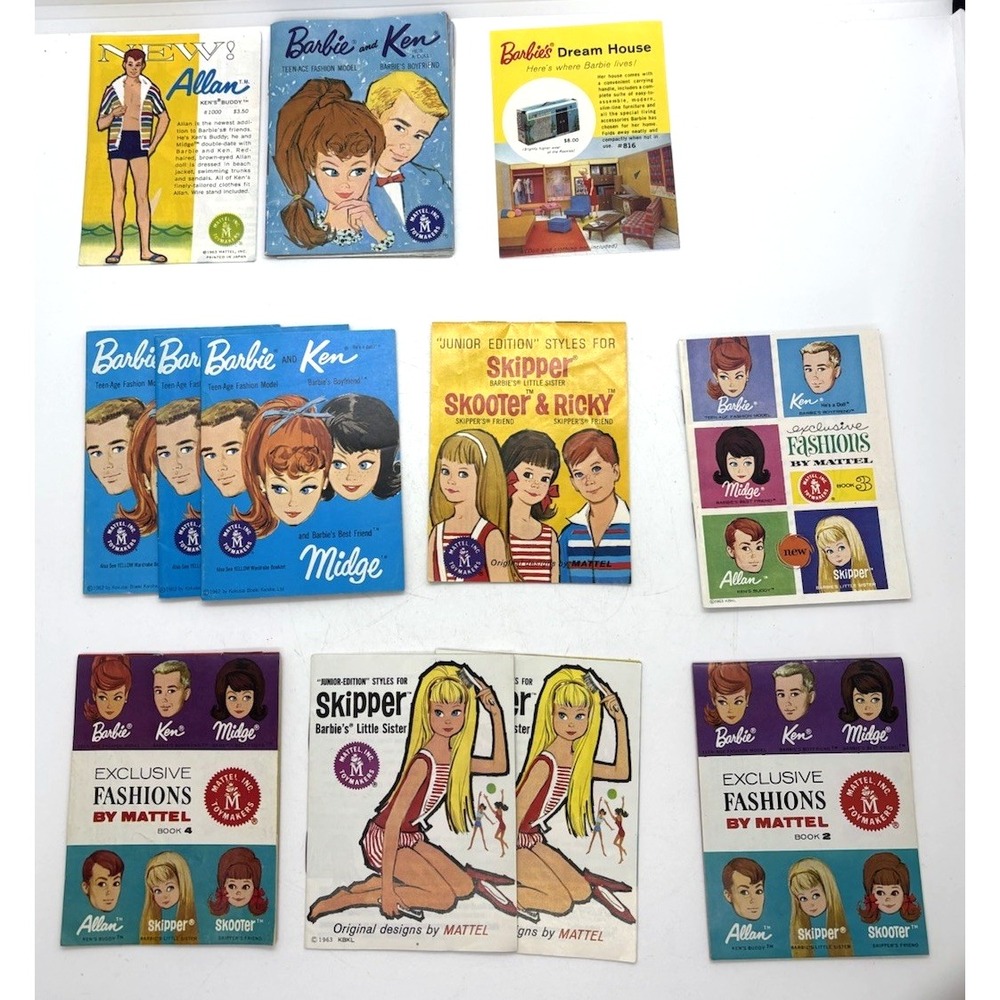 Vtg Lot of 10 Barbie Fashion Booklets Catalogs 1960s Ken Midge Allan Skipper